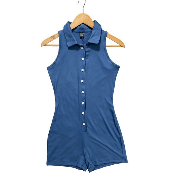 [Shein] Button Front Ribbed Knit Romper - Picture 2 of 3